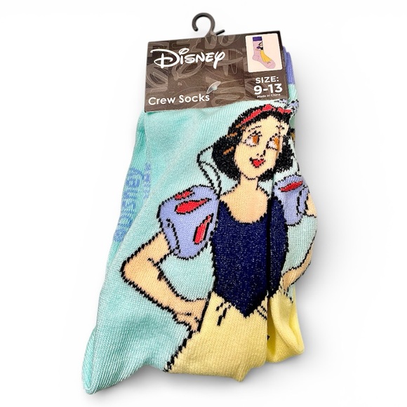 NWT Disney Crew Socks Pastel sky blue Snow White Socks size 9-13 mid calf boot - Picture 9 of 9